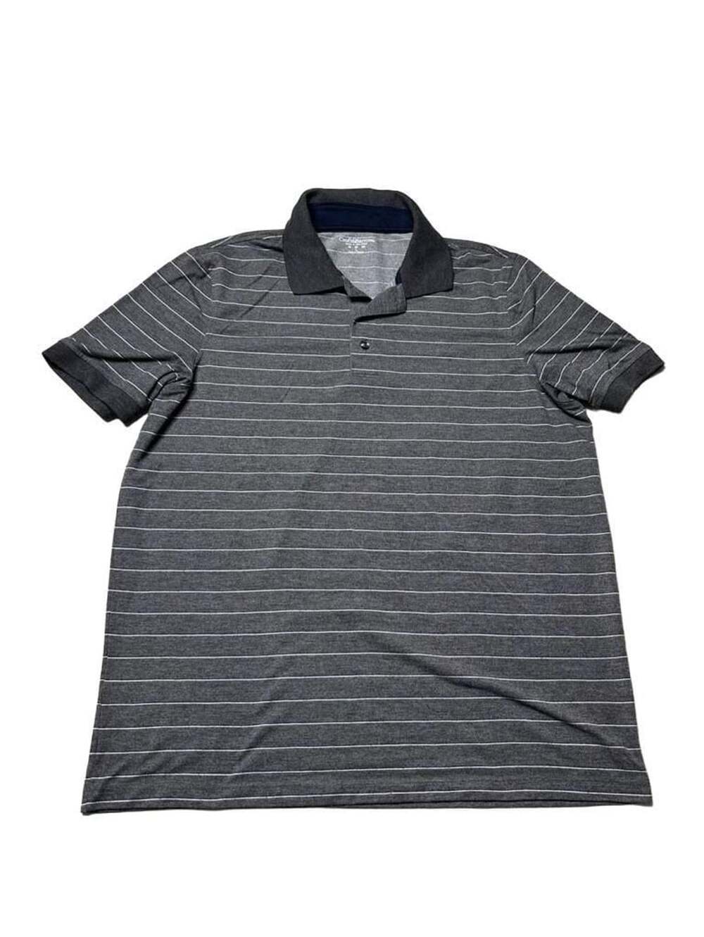 Croft & Barrow Cool & Dry Polo Shirt Men's Size L Gray Striped Short Sleeve